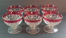 VTG Set of 6 Colony Whitehall Ruby Red Flash Champagne/Tall Sherbet EUC