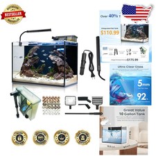 Spacious 10 Gallon Aquarium Set: Leak-Proof Glass, Heater, Clean Filter System