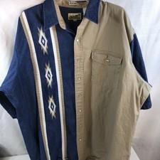Vintage Express Rider Shirt 2XL South Western Cowboy Pearl Snap Aztec
