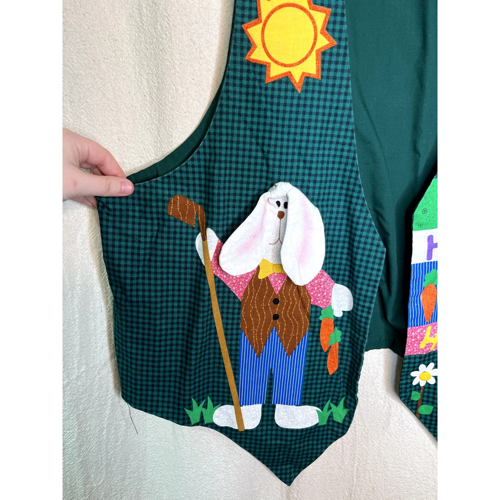 1990s Handmade Easter Egg Bunny Spring Floral Sce… - image 2