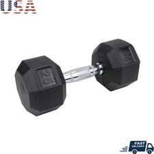 Rubber Coated Hex Dumbbells Durable Chrome Handle Weightlifting Gym Equipment US