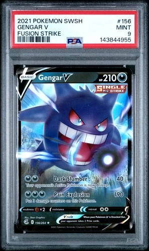 2021 POKEMON SWORD & SHIELD FUSION STRIKE #156 GENGAR V PSA 9