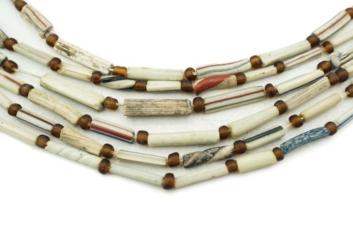 White Afghan Ancient Roman Glass Tube Beads-  Recycled Glass Bangle (2701A750)