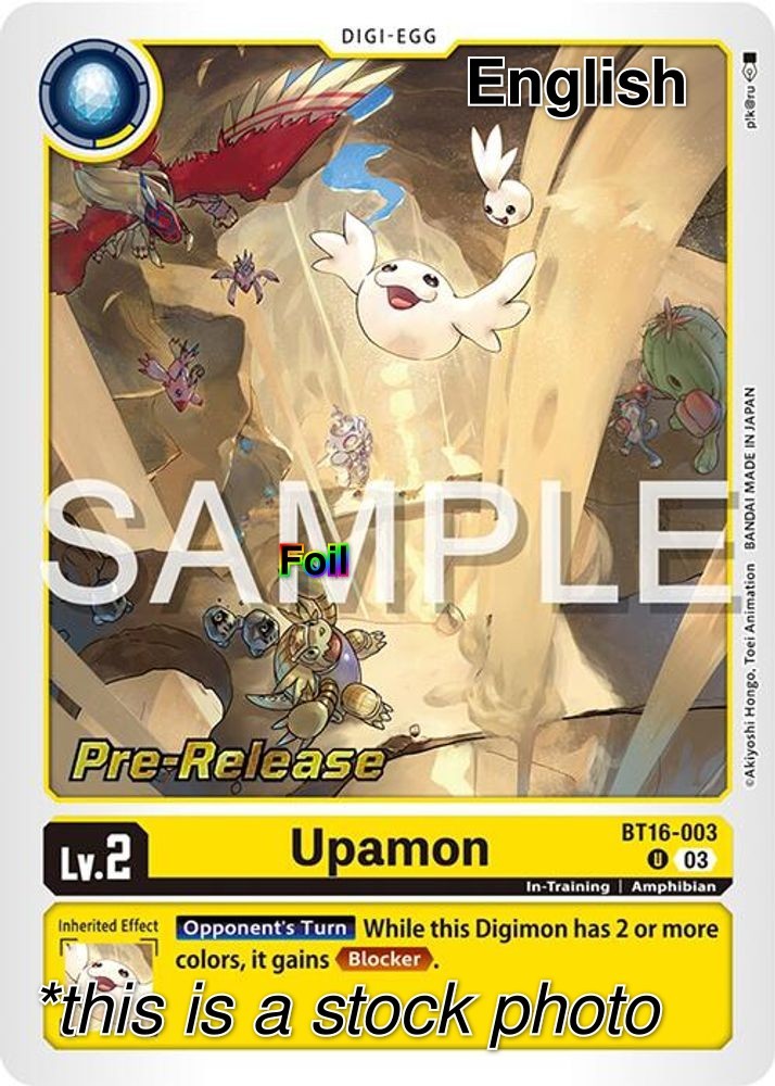 Upamon [Foil NM - Beginning Observer Pre-Release Cards BT16-003 U]