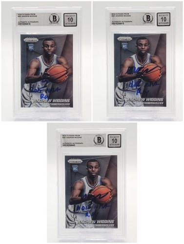 [3] ANDREW WIGGINS 2014-15 PANINI PRIZM ROOKIE RC AUTO TIMBERWOLVES BGS 10 Q4256