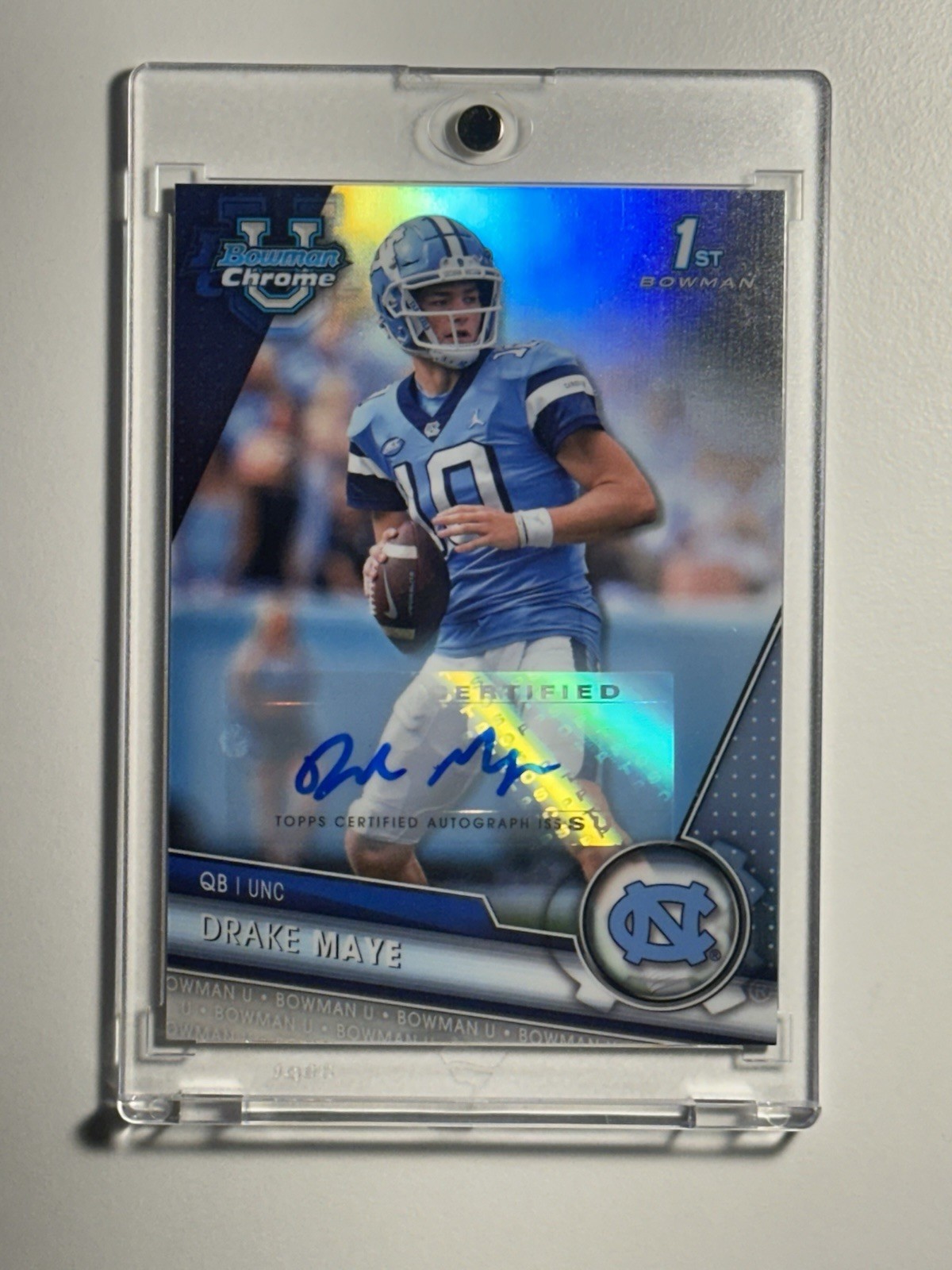 2023 Bowman University Chrome Drake Maye #200 Refractor Auto /499 Patriots First