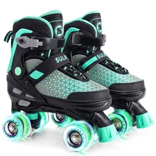 SULIFEEL Kids Roller Skates Girls Boys Adjustable Quad Lights Outdoor Indoor ...