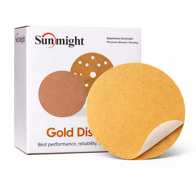 Sunmight 6'' Gold PSA Sticky No Hole Sanding Discs (80 Grit - 1200Grit, 100/Box)