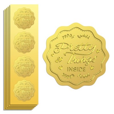 25sheets Self Adhesive Foil Embossed Stickers Medal tion Sticker Word 5x5cm 