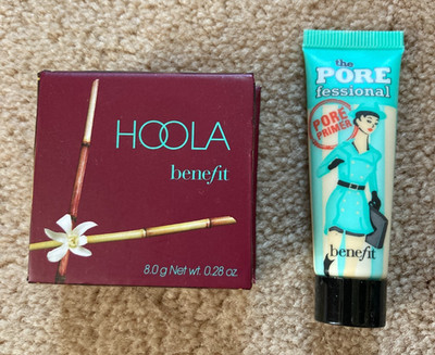 2 Pcs Benefit Cosmetic Full sized Hoola Matte Bronzer & Travel POREfessional NEW