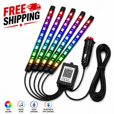 Car LED Interior Lights with Music Sync 72 RGB LEDs, Bluetooth Remote Control