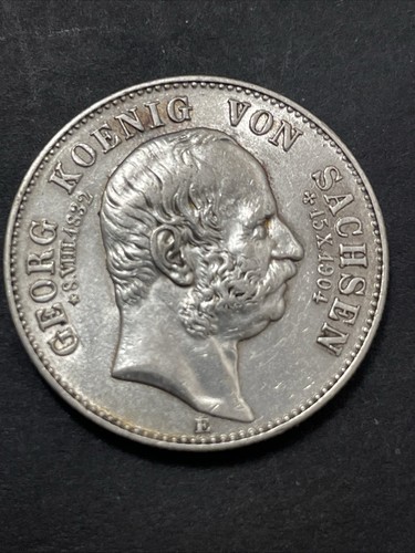 1904 E Saxony German Empire Silver Zwei 2 Mark KM #1261 J# 132 King Georg Death