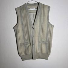 Vintage Kevin Polo James Preppy Sweater Vest Sleeveless Polo Cardigan USA Made M