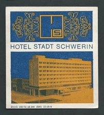 Hotel Stadt Schwerin SCHWERIN East Germany - vintage luggage label