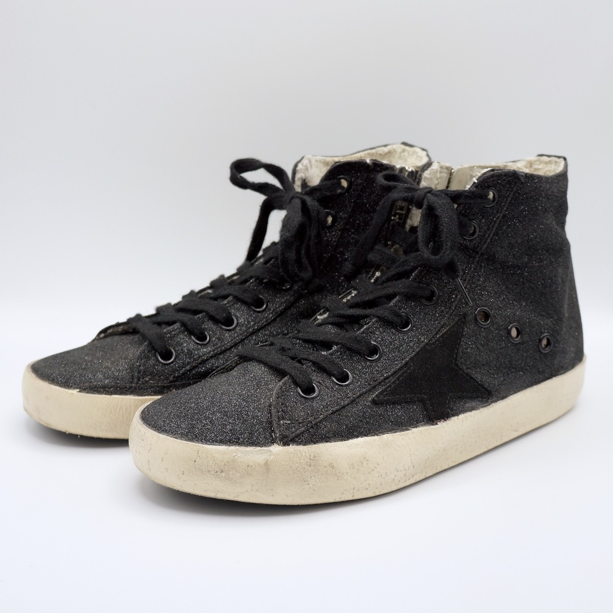 Golden Goose Francy Glitter Metallic Black High-top Sneakers