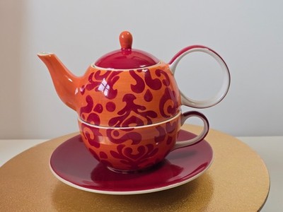 Cha Cult Tea for One Set Teekanne Tasse Untertasse Hamburg 3tlg Porzellan orange