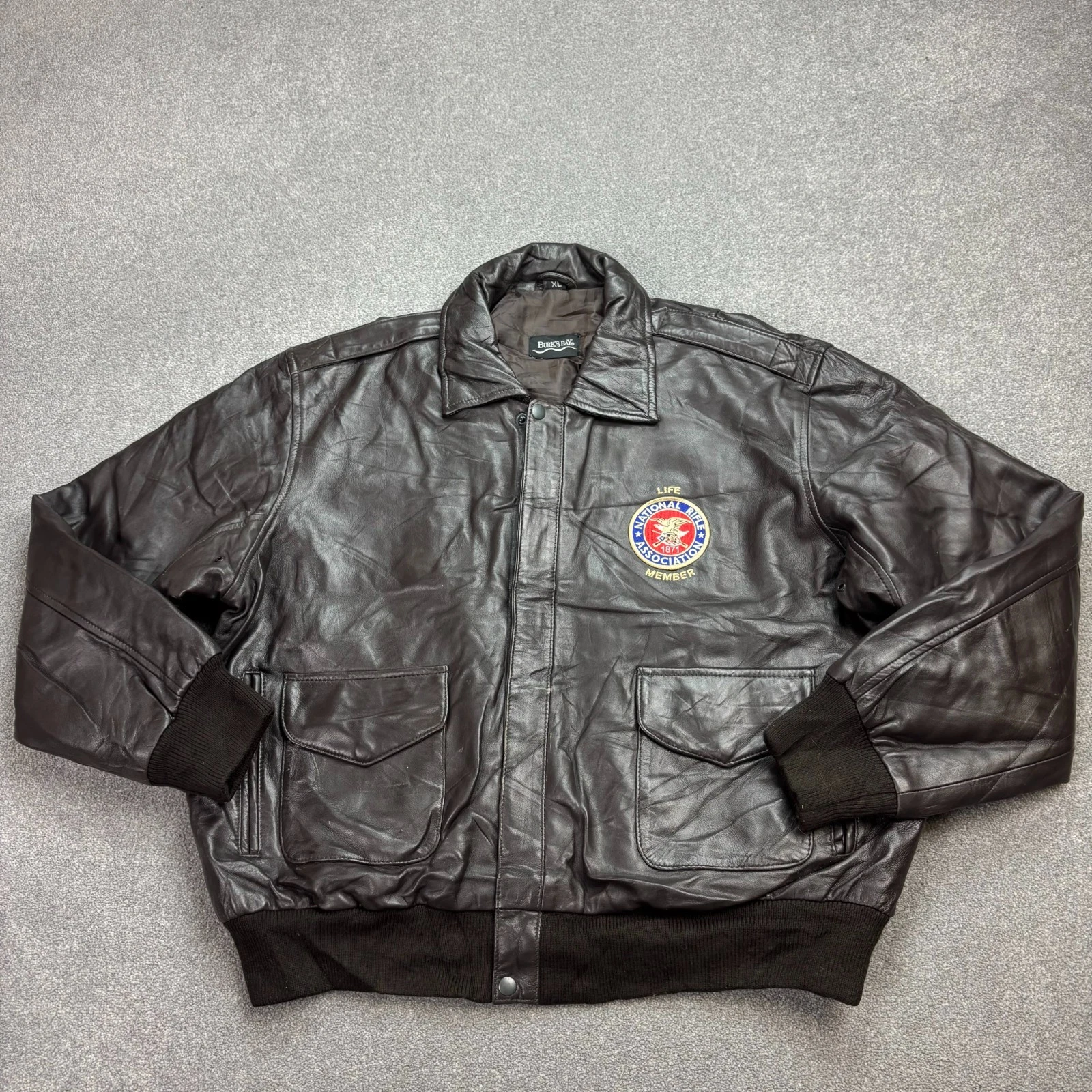 Leather Flying Jacket Adult X Large Brown Military Aviator Flight Bomber Men*