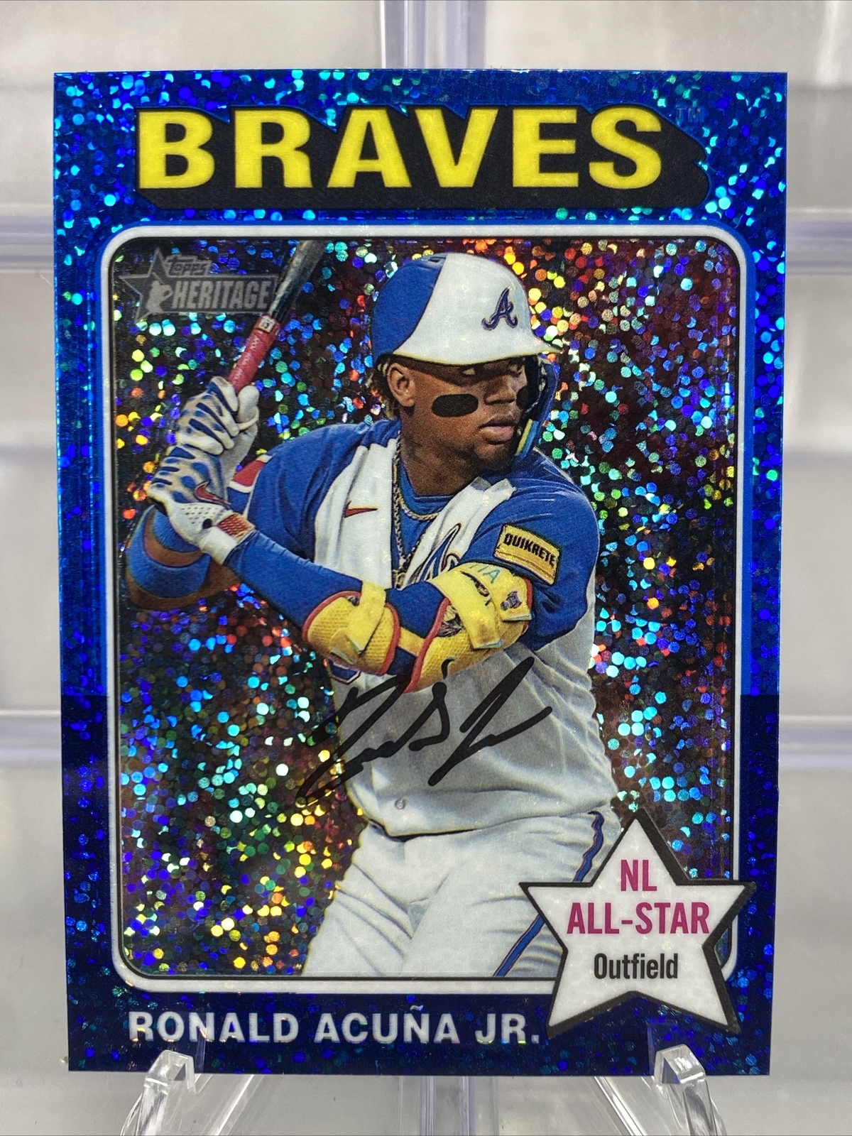 2024 Topps Heritage RONALD ACUNA JR  #321 Chrome Blue Sparkle Braves