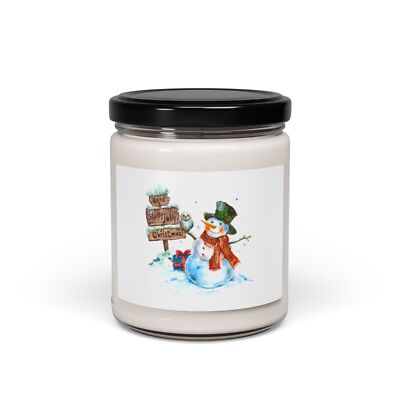 Soy Candle - Snowman Holly Jolly Christmas Scented, 9oz Christmas Decor Gift