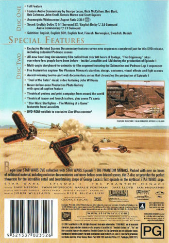 STAR WARS - Episode 1 (I) - The Phantom Menace DVD Ewan McGregor 2-DISC SET R4 - Picture 2 of 4