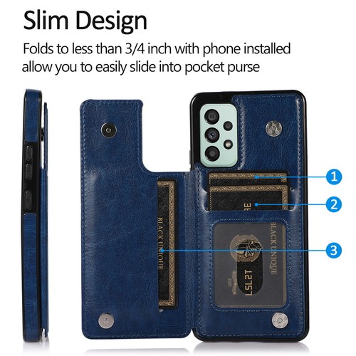 Luxury Leather Back Wallet Case Cover Kickstand For Samsung A33 A53 A73 A70 A71 - Picture 4 of 19