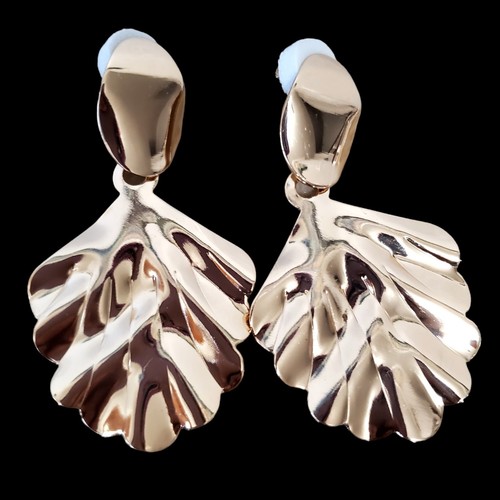 Extra Large Gold Tone Dangle Hoop Statement Pierced Earrings (Lot Of 8)  - Picture 7 of 10