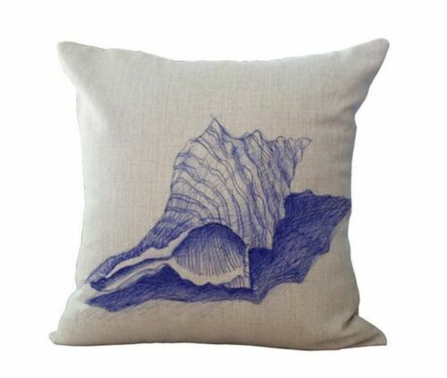 Sea Life Ocean Nautical Pillow Cover Case Sham 18" Seahorse Starfish Shell Coral - Picture 6 of 20