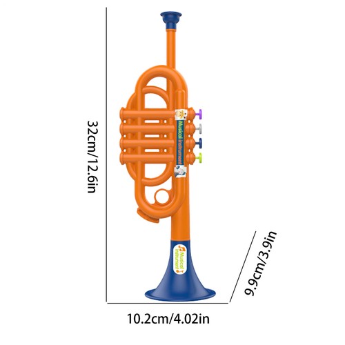 Trumpet Toy Educational Simulated Trumpet Instruments ABS Toy 12.6 X4.02 X3.9 In - Picture 2 of 12