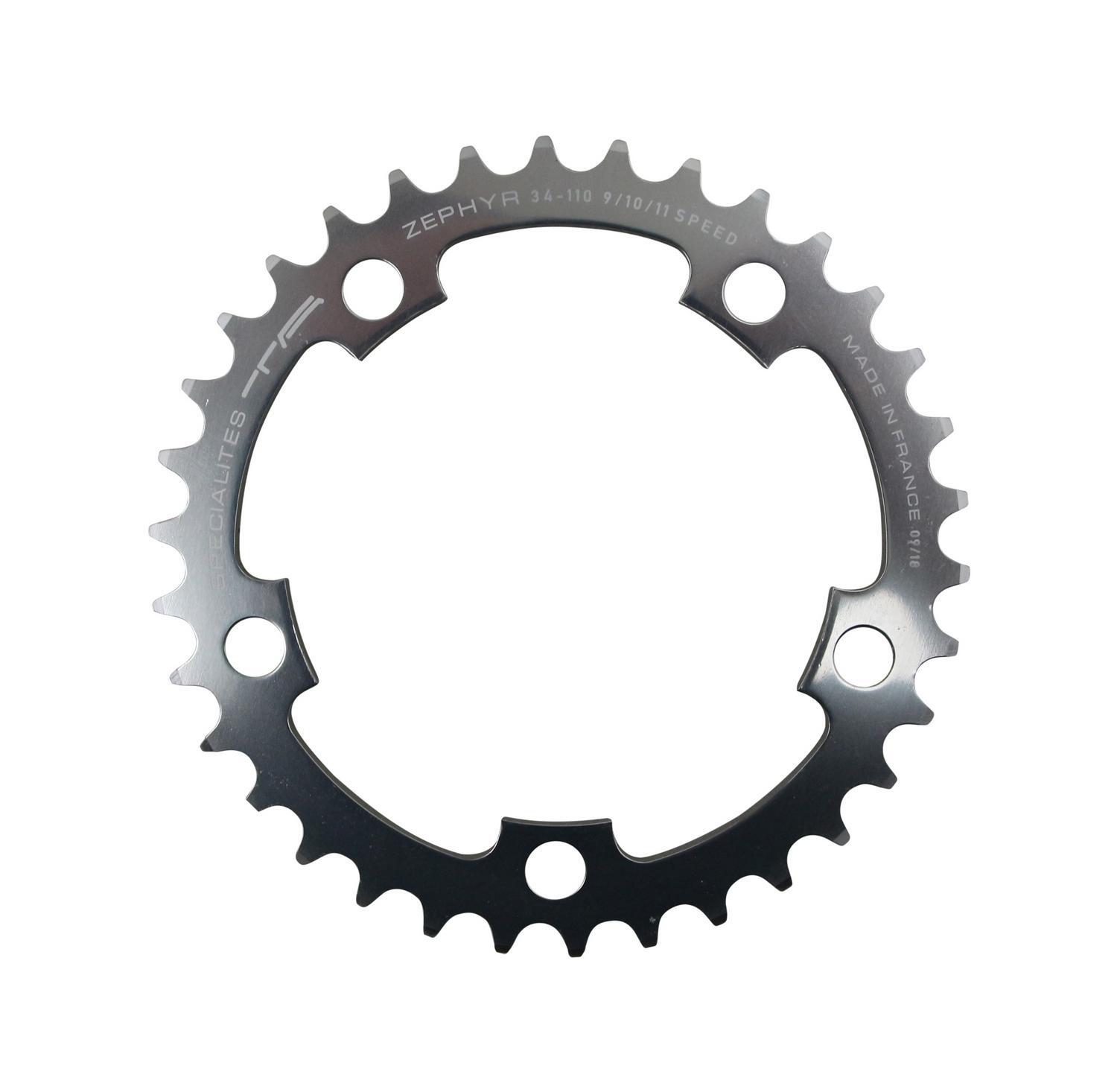 Plateau de route intérieur 34T 110mm argent TA Zephyr pour transmission Shimano 9-10v