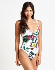 New South Beach Floral Garden Strappy Back Swimsuit Sz UK 14