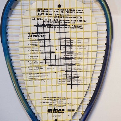 Raquette De Squash Prince Aerolite - 185g, Puissance 530 - 12 Cordes Main / 18 Croix - Neuf Sous Blister