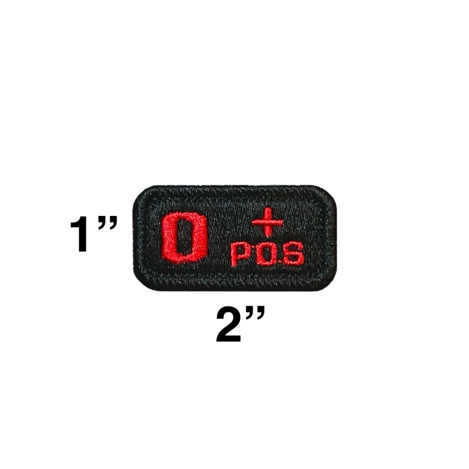 BLOOD TYPE 1” X 2” hook back embroidered patches Black - Image 2 of 4