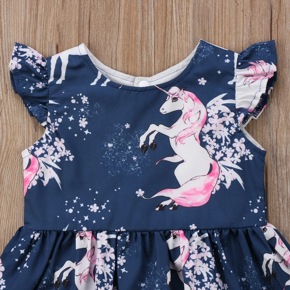 Toddler Kid Baby Girls Unicorn Party Pageant Dress Tops Pants Outfits Clothes - Image 4 of 4