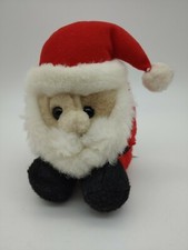 1994 Vintage SANTA w Red Hat Puffkins Swibco 5" Round Beanie Stuffed Plush