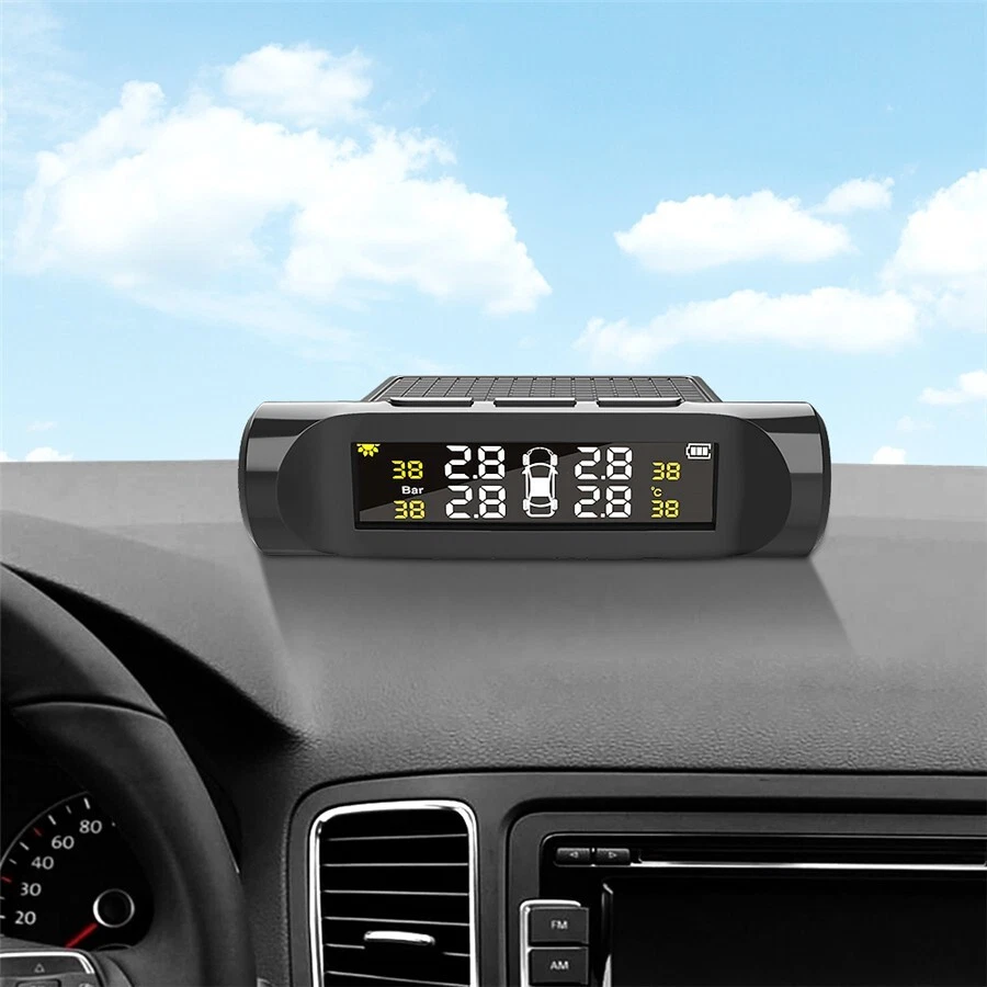 Temp Tire Pressure Monitoring System TPMS Car LCD Display With 4 External Sensor - Image 2 of 4