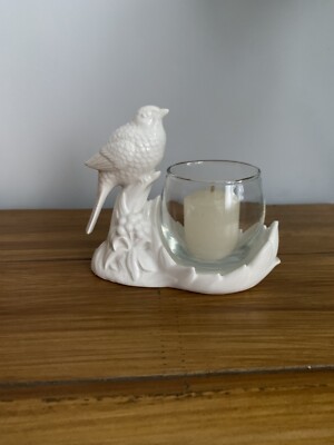 Vintage White Fitz and Floyd 1978 Kerze Teelichthalter Vogel Figur selten