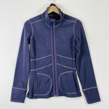 Prana Muted Purple Quilted Stitch Zip Front Lightweight Fleece Jacket Womens XS