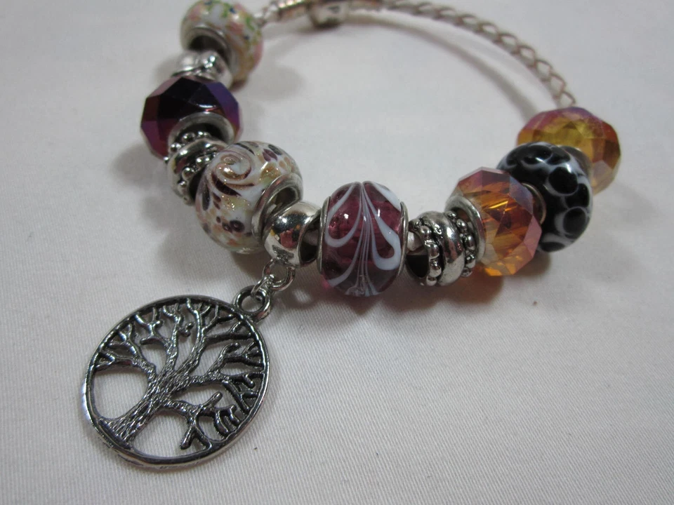 Authentic Pandora Leather Bracelet w European Silver 925 Charms & Beads Gift Box - Image 2 of 4