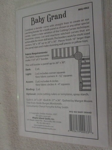 Baby Grand Quilt Frame Pattern #MIQ 962 (2007, Maple Island Quilts) - Picture 2 of 2
