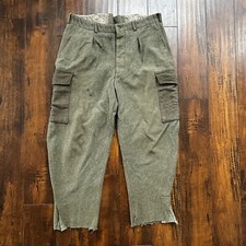 Vintage Gray Heavy Wool Swedish Military WWII Type CBV Pants 32x24 Crop