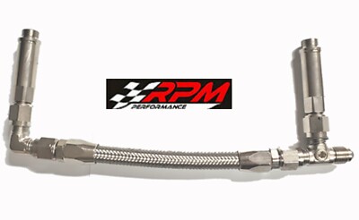 15064: Single Feed Fuel Line | Edelbrock/Carter AFB Single Feed Carburetors | Black-Anodized Aluminum Fuel Line | 3/8 In. Hose Barb | 5/8 In.-20 Banjo Bolt With Washers | Sold Individually