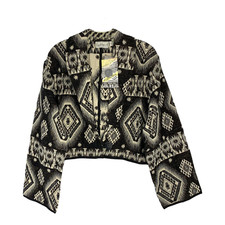 New Vintage Flashback Sz M Southwestern Tribal Cropped Blanket Kilim Jacket Nwt