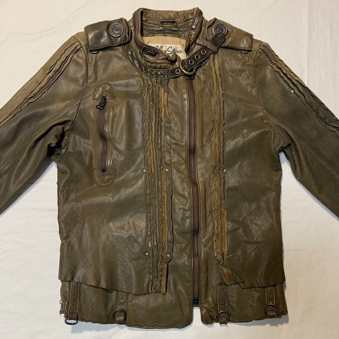 ジャケット・アウター SHARE SPIRIT goat leather jacket blouson Share Spirit Goat Leather Design Jacket Blouson Brown