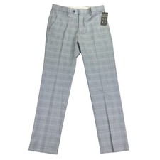 Alfani Mens Slim Fit Stretch Plaid Suit Pants Light Blue 30x30
