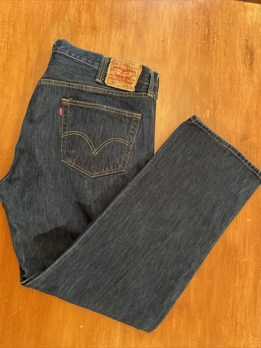 Levis 501 Bottone Jeans Denim Blu Scuro Da Uomo Taglia 44X32 100% COTONE 5  tasche | eBay
