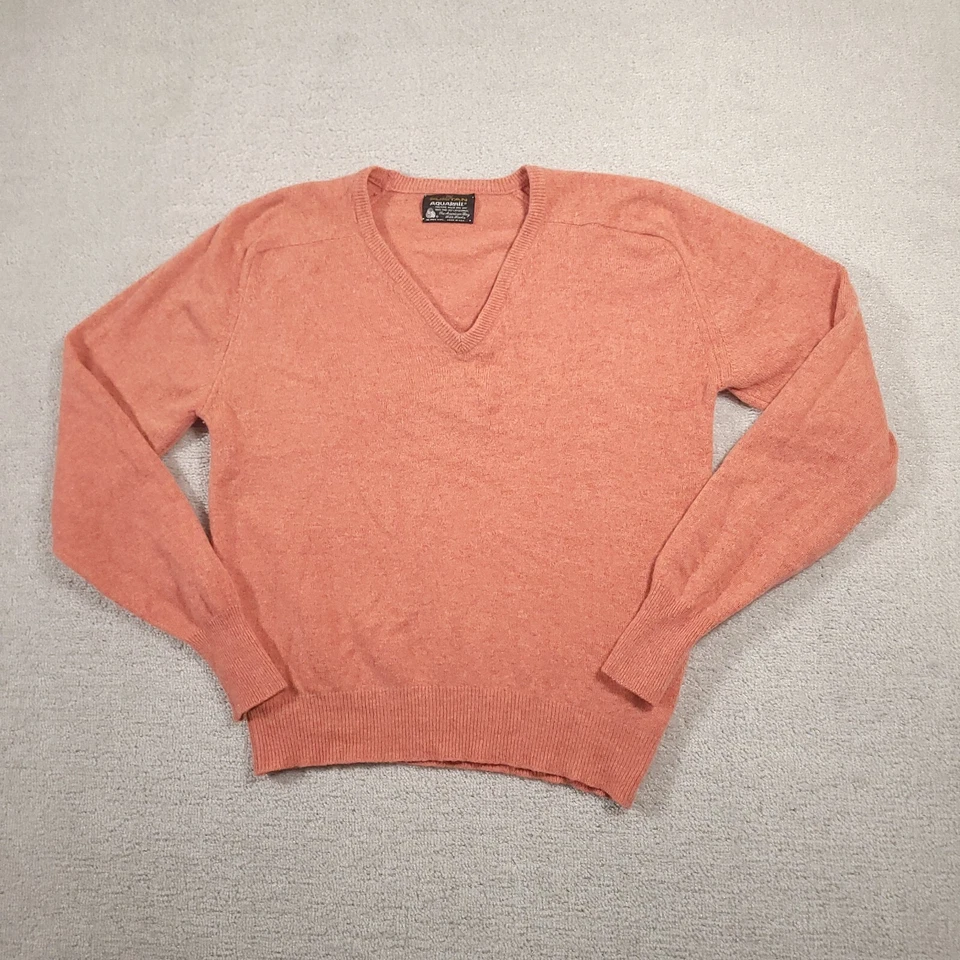 Vintage Puritan Aquaknit Wool Sweater Mens XL Orange V-Neck USA Made - Image 2 of 4