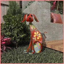 Metal Dog Garden Statue Figurine Sculpture Outdoor Patio Yard Art Decor