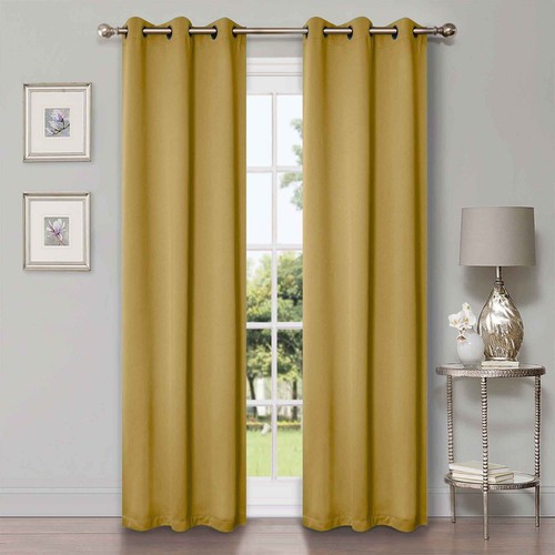 Solid Classic Modern Grommets Room Darkening 42" Wide Blackout Curtain Panel Set - Picture 103 of 206