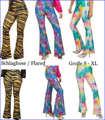   Party 60er-80er Hippie,Hippy Disco Schlaghose-Flared Hose S-XL Tiger Gold