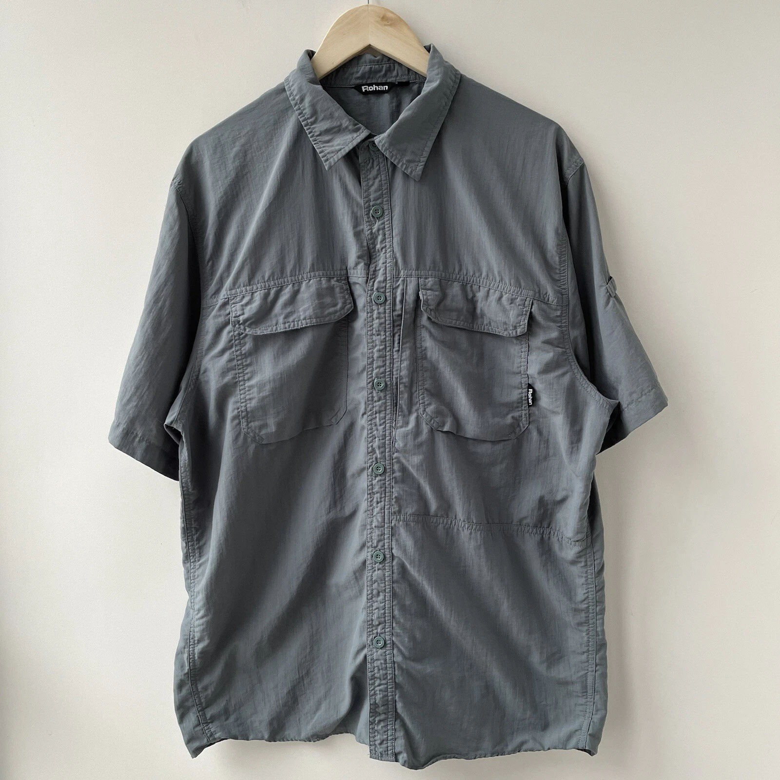 Rohan outdoor trekking hicking pockets button up shirt size xl short sleeve